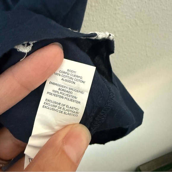Lucky Brand Navy Blue Embroidered Floral Short Sleeve Women's Top - Picture 5 of 5